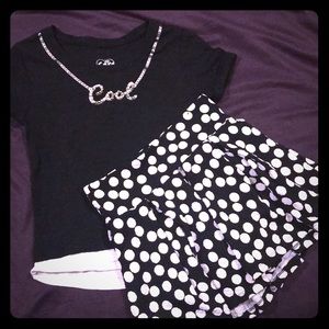 JUSTICE Girls Size 7 Polka Dot Skirt/Skort and Top